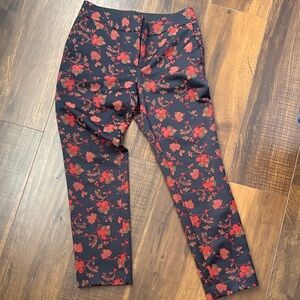 Floral Print Pants in Navy and Red